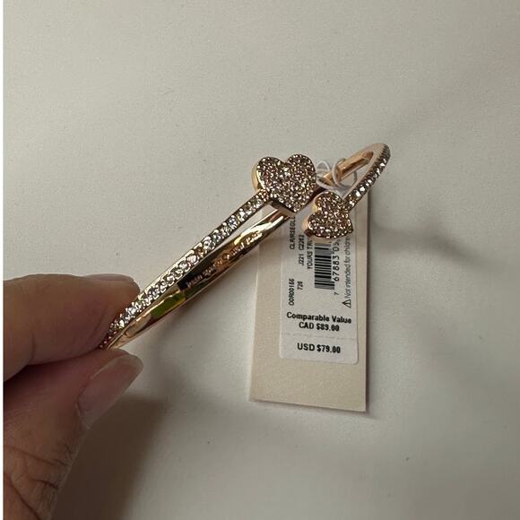 Kate Spade yours truly Heart pave open hinge cuff Bracelet Rose Gold (Damage) - Picture 11 of 12